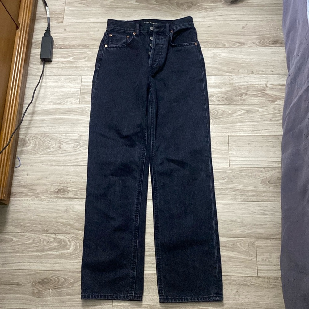 High-Waisted Dark Denim Jeans